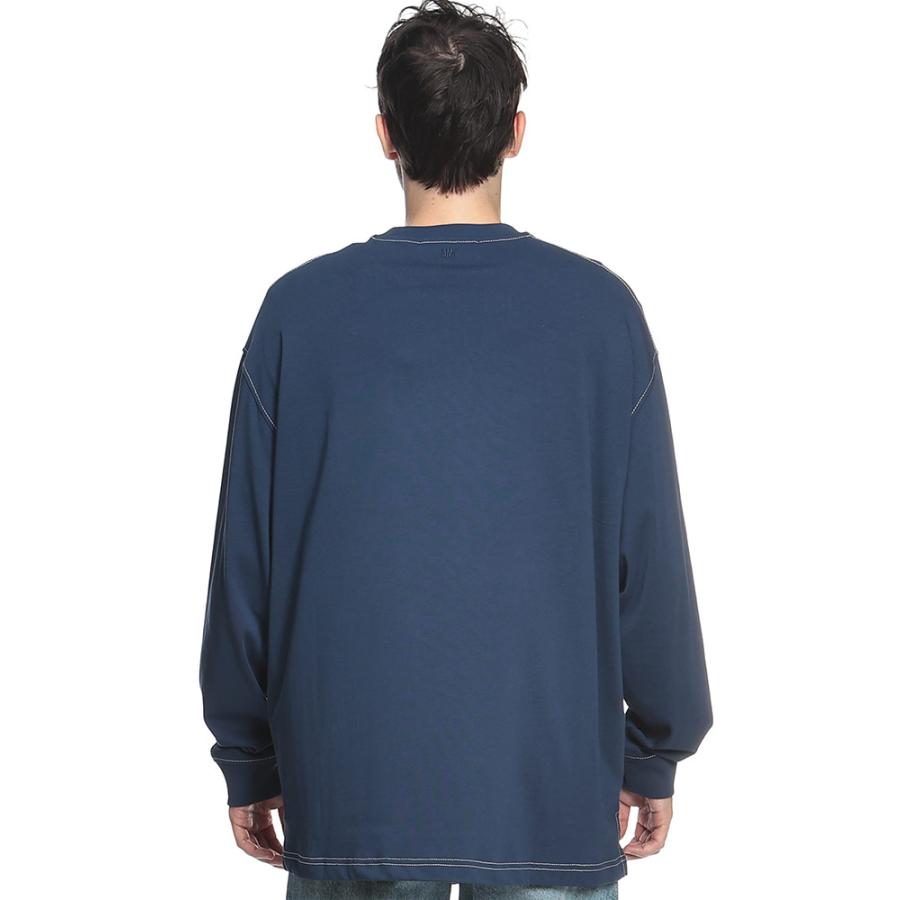 アミパリス メンズ Tシャツ AMI PARIS 長袖 コットン  コントラストカラー 裾ロゴ クルーネック カットソー AMHTS370726 ブランド トップス ロンT | AMI Alexandre Mattiussi | 09
