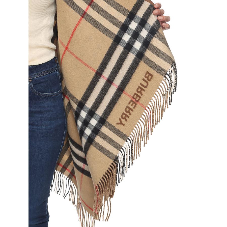 バーバリー ケープ BURBERRY レディース ストール ロゴ コントラストチェック アウター チェック フリンジ ウール カシミア BBL8059406｜zen｜06