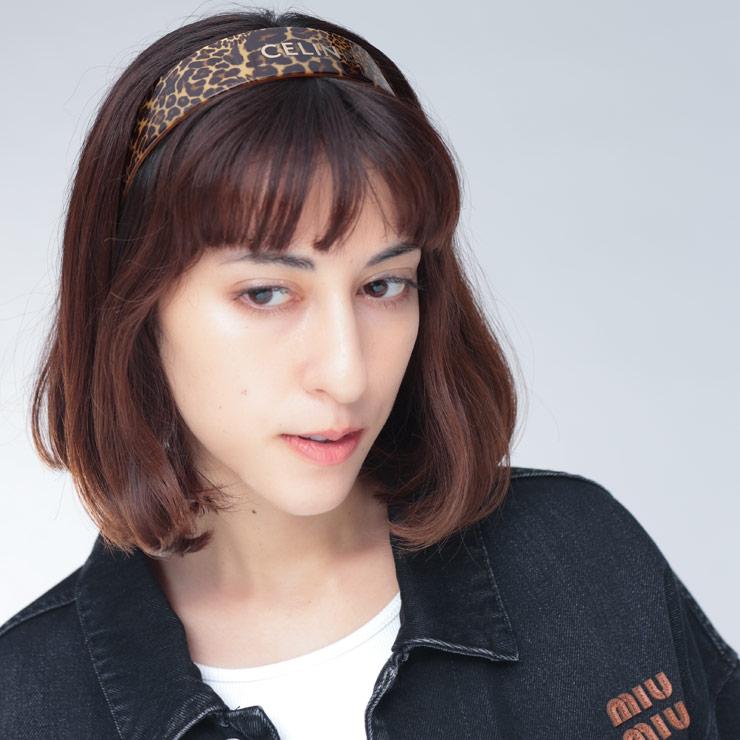 CELINE（セリーヌ） カチューシャ レディース レオパード柄 ロゴ刻印