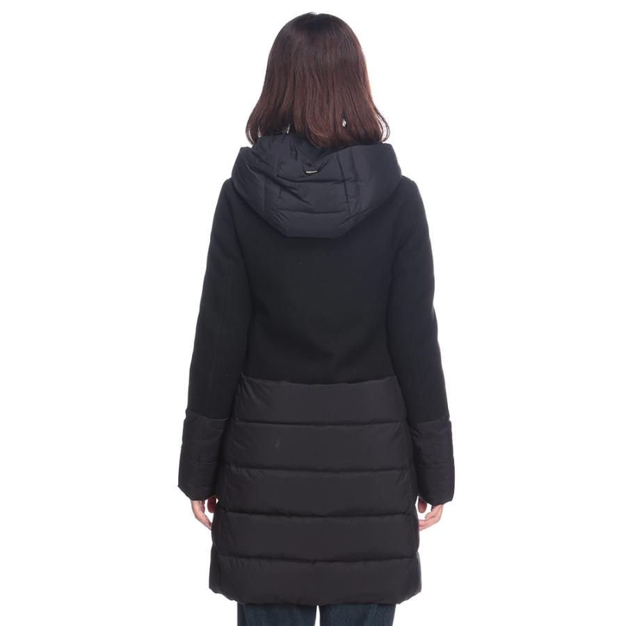 ヘルノ ウール 切替 異素材 切り替え スタンドカラー ダウン コート 44 黒 HERNO（ヘルノ） ダウン コート アウター レディース ウール 切り替え