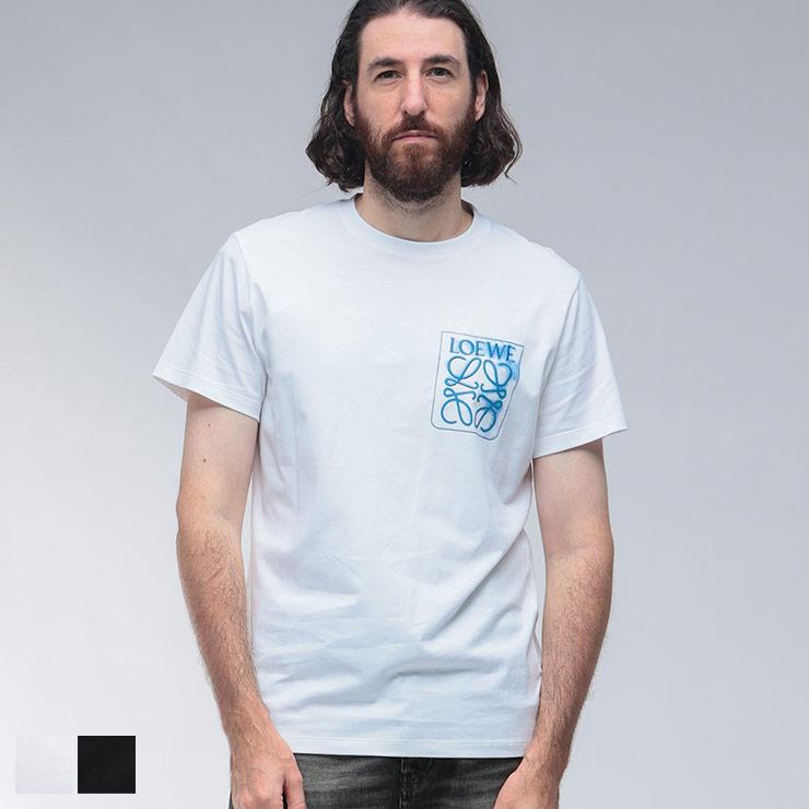 ロエベ アナグラム刺繍　変形　半袖Tシャツ　カットソー　Mサイズ ライトブルー LOEWE（ロエベ） メンズ Tシャツ トップス アナグラム刺繍 半袖 T