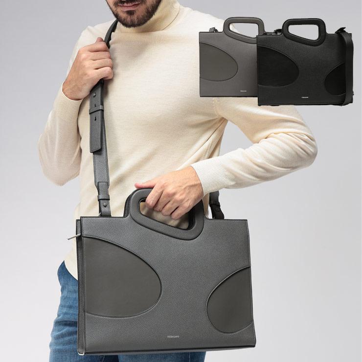 サルヴァトーレフェラガモ ビジネスバッグ ブリーフケース グレージュ メンズ サルヴァトーレフェラガモ ビジネスバッグ ブリーフケース メンズ