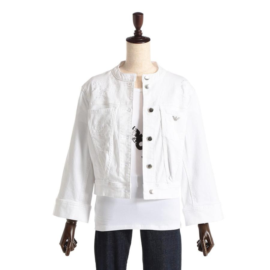 エンポリオ アルマーニ Emporio Armani ストレッチ ダメージ加工 ノーカラー ホワイトデニム ジャケット ブランド レディース デニム 白 Eal3h2b2n3rz ゼンオンライン 通販 Yahoo ショッピング