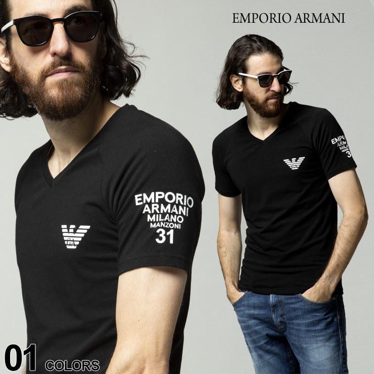 EMPORIO ARMANI (エンポリオアルマーニ) アームプリント Vネック 半袖 アンダーTシャツ EA1117601A725｜zen