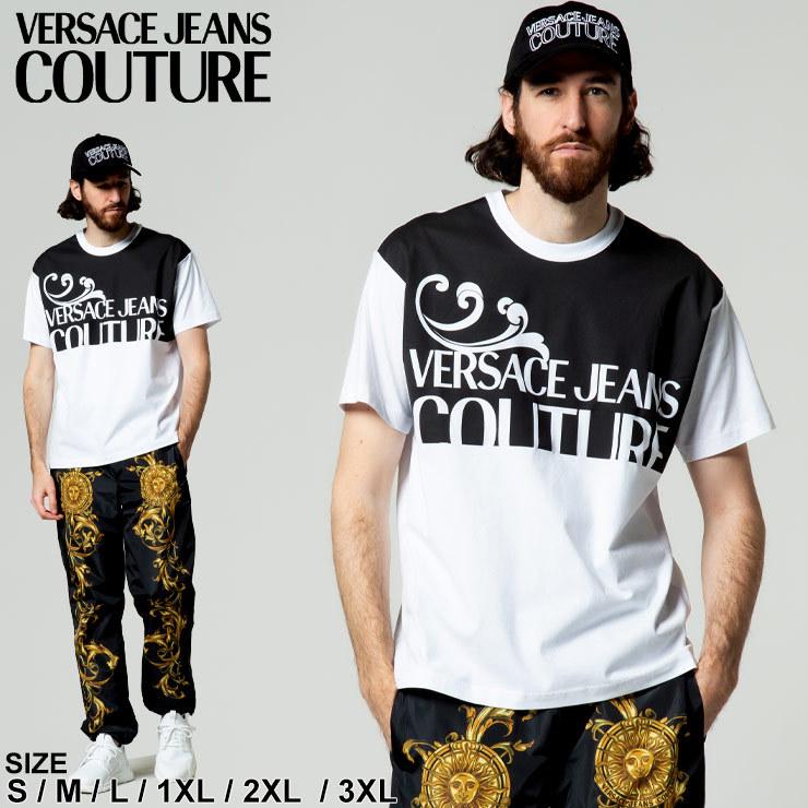 ヴェルサーチェ ジーンズクチュール メンズ Tシャツ VERSACE JEANS COUTURE バイカラー ロゴ クルーネック 半袖 Tシャツ  VC72GAHP04CJ00 :7537216381:ゼンオンライン - 通販 - Yahoo!ショッピング