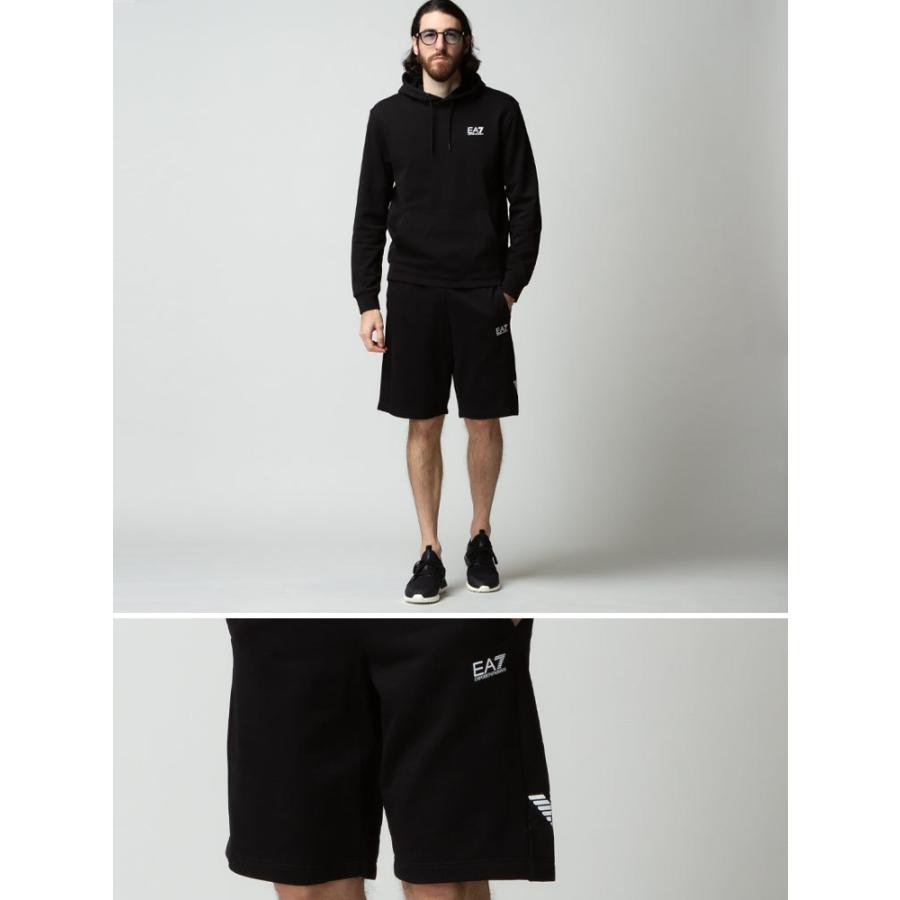 美品！EA7 フード付きジャケットとショートパンツセット ブラック EMPORIO ARMANI エンポリオアルマーニ メンズ セットアップ EA7 バック