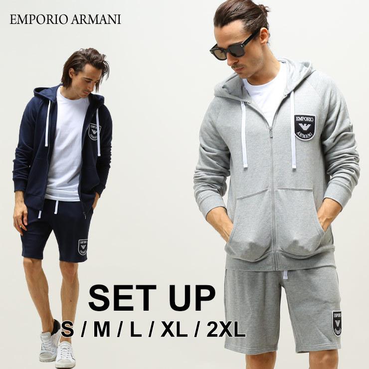 男性に人気 スウェット セットアップ メンズ エンポリオアルマーニ Emporio Ear57 ブランド ショートパンツ パーカー フルジップ 胸ワッペン Armani ジャージ スウェット上下セット カラー ネイビー Www Raviwebcoding Com