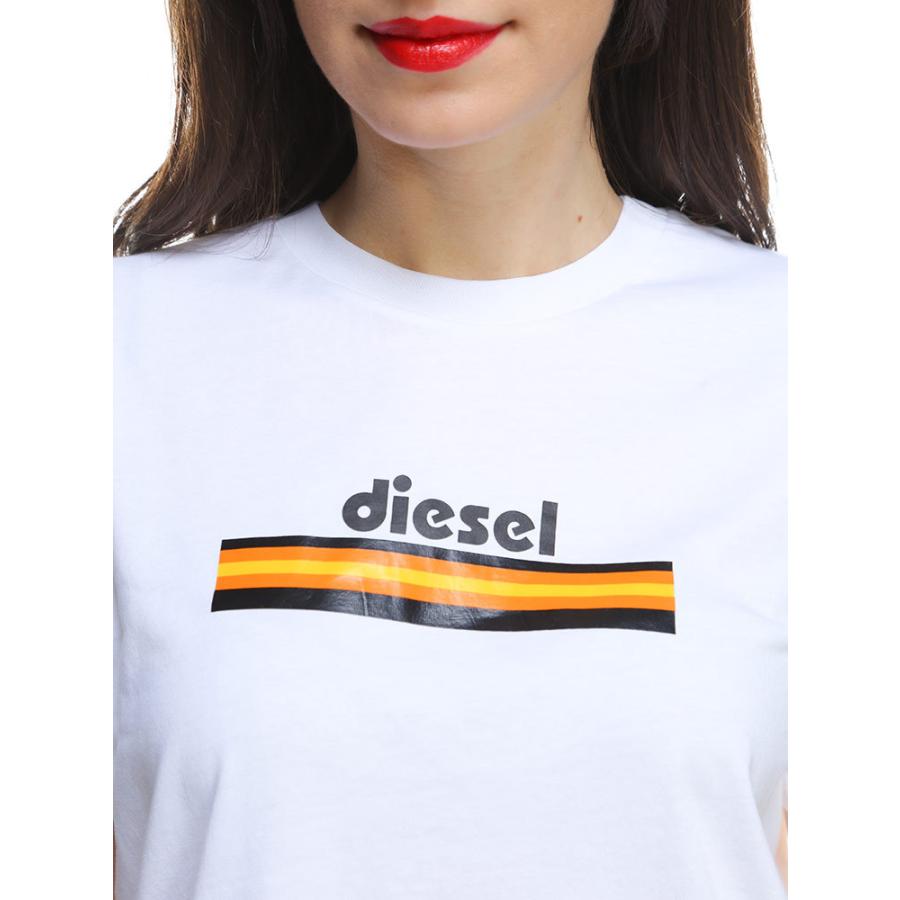 ディーゼル レディース Tシャツ 半袖 DIESEL ロゴ プリント クルーネック ブランド 大きいサイズ カットソー DSLA054260HERA｜zen｜03