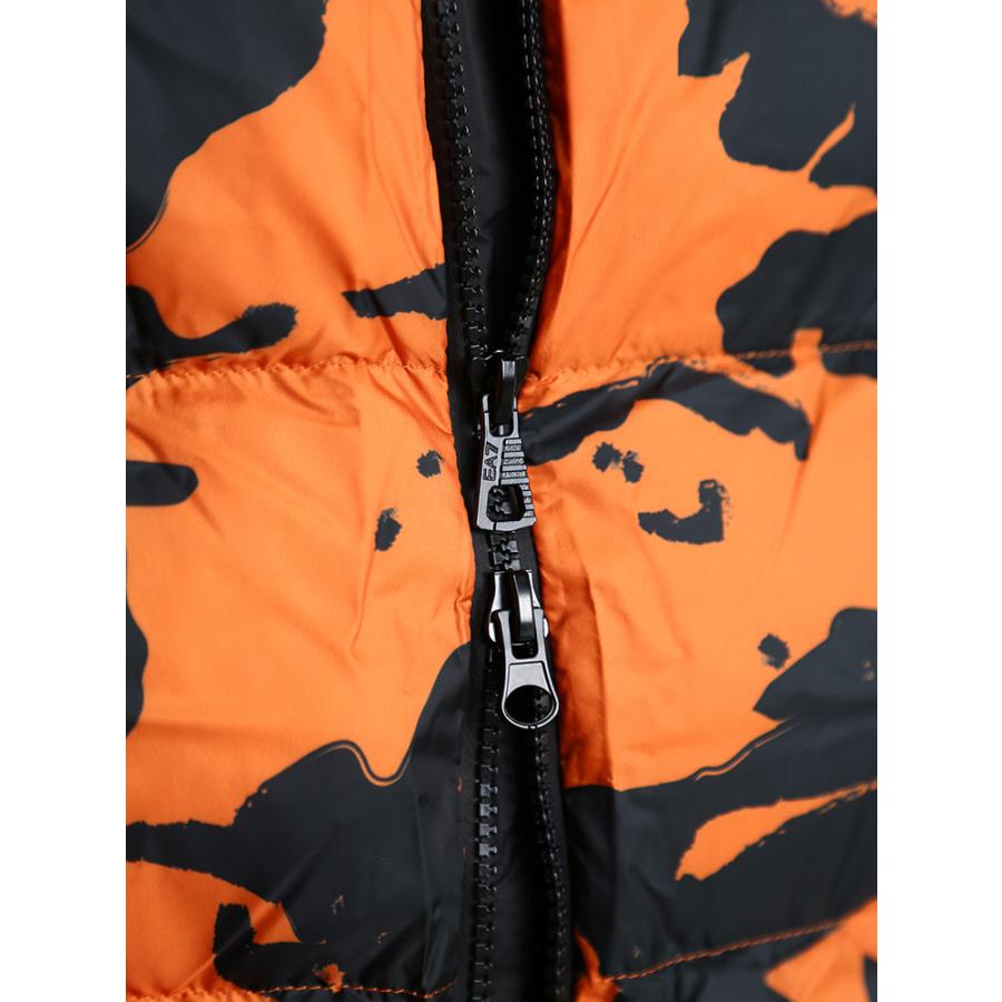 EA7 フード付きナイロンジャケット ブラック/オレンジ EA7 フード付きナイロンジャケット ブラック/オレンジ EA7 フード付き
