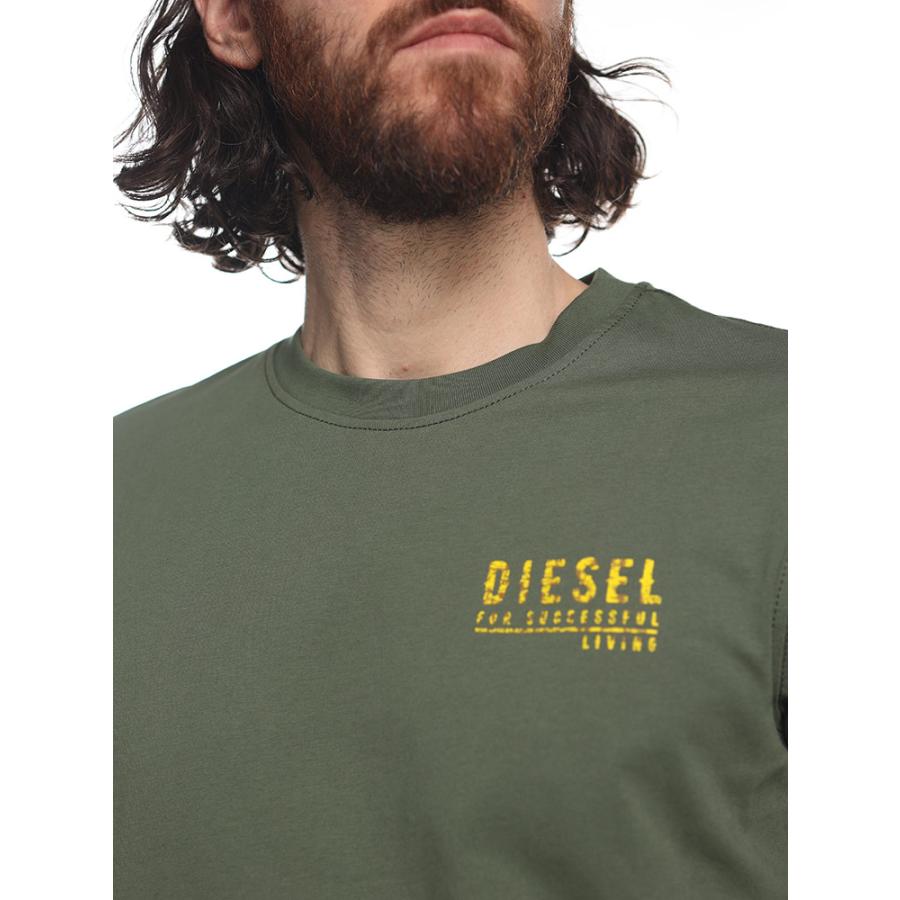 DIESEL (ディーゼル) 綿100％ チェストロゴ プリント クルーネック 半袖 Tシャツ SLIMFIT DSA125000GRAI｜zen｜03