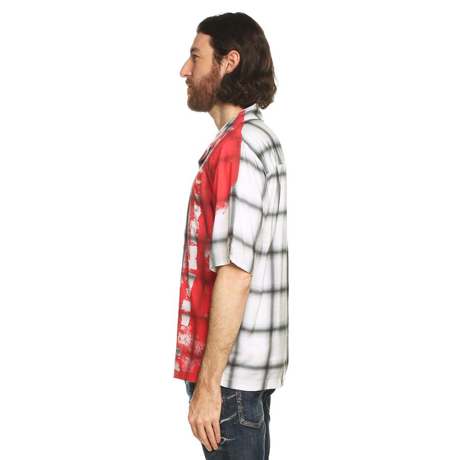 DIESEL（ディーゼル） 大判チェック ロゴ オープンカラー 半袖 シャツ