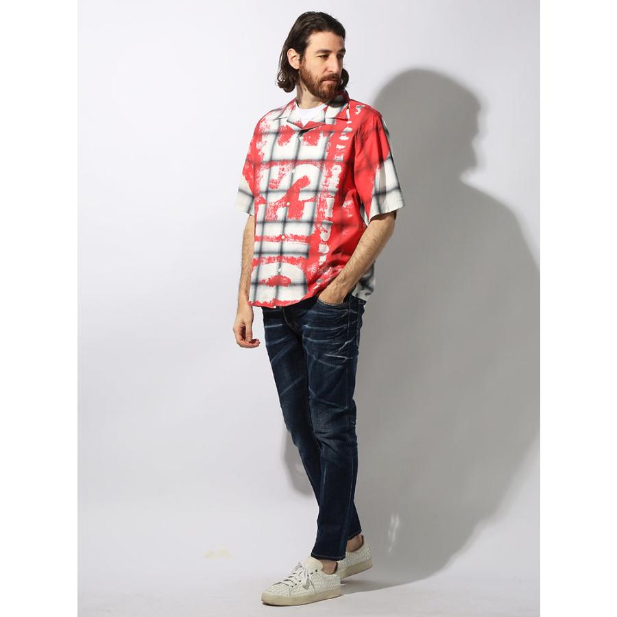 DIESEL (ディーゼル) 大判チェック ロゴ オープンカラー 半袖 シャツ