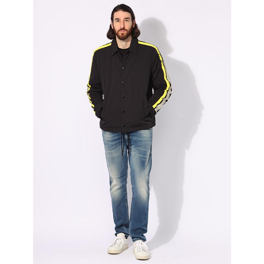 DIESEL ブラック ナイロンジャケット ストライプ Men's Padded hooded jacket in wrinkled nylon | Black | Diesel