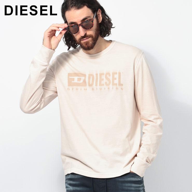 DIESEL ディーゼル ロゴプリント クルーネック 長袖 Tシャツ メンズ  