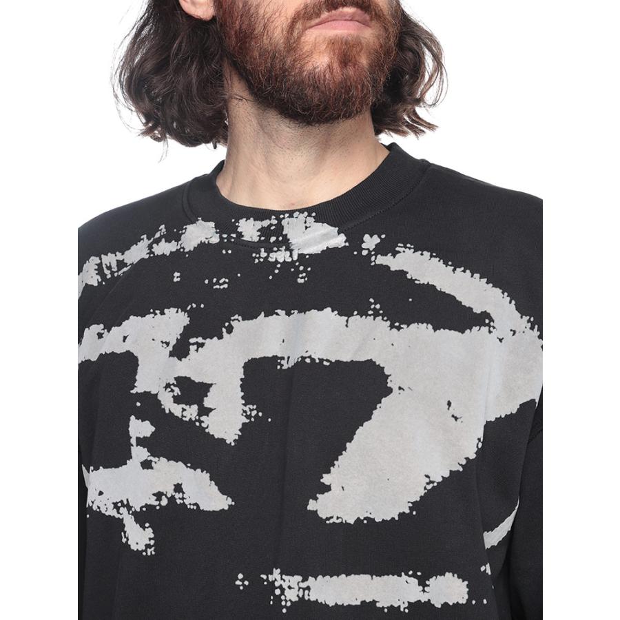 美品✨DIESEL ブラック クルーネック トレーナー　オーバルD XL DIESEL（ディーゼル） フロッキーオーバルD クルーネック トレーナー