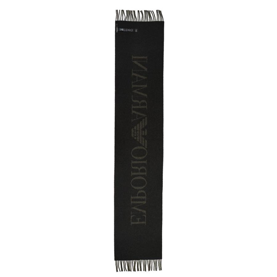 EMPORIO ARMANI エンポリオアルマーニ BIGロゴ フリンジ マフラー 