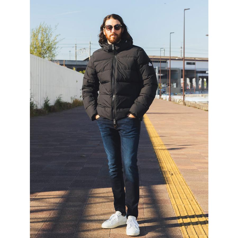 PYRENEX ダウンジャケット ネイビー脱着フード付き