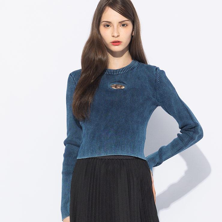 DIESEL（ディーゼル） 長袖ニット レディース オーバルDプレートクルー