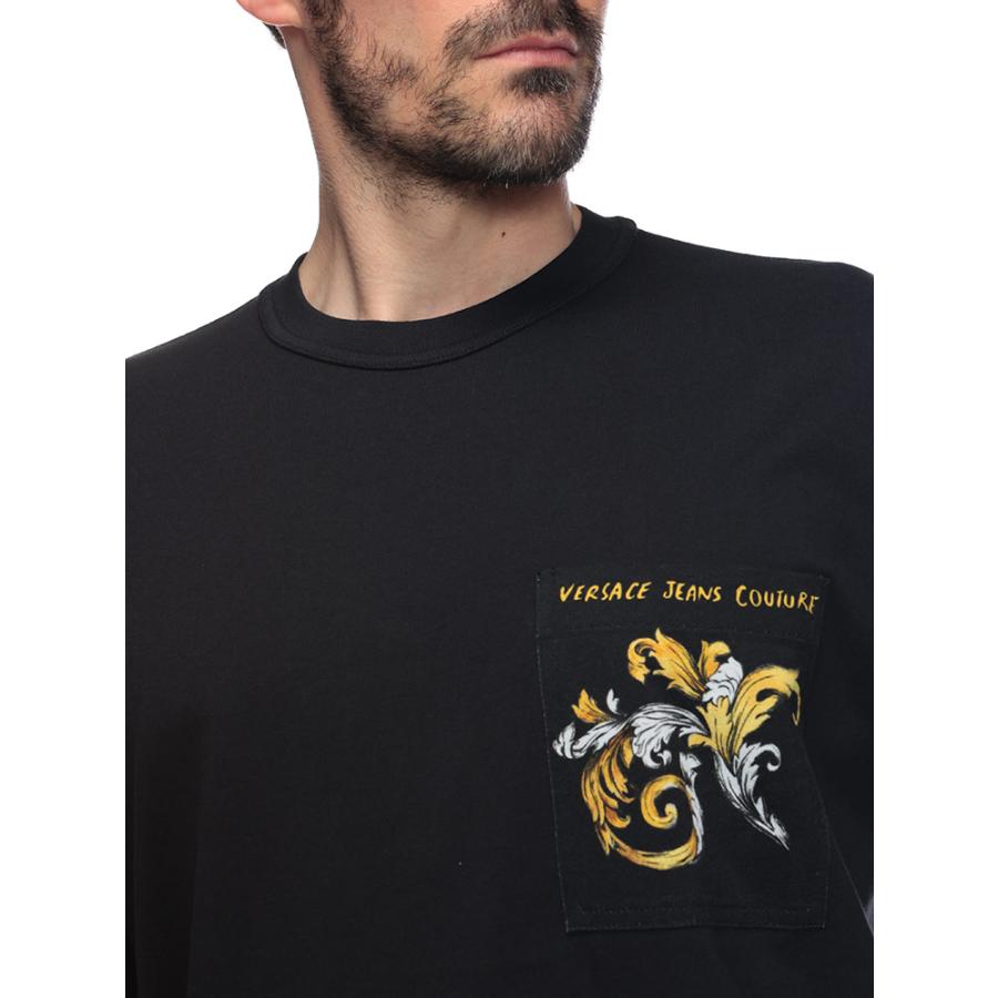 1743 ヴェルサーチ ジーンズクチュール ノースリーブ Tシャツ 黒 ロゴ刺繍 VERSACE - 1743 ヴェルサーチ ジーンズクチュール ノースリーブ T