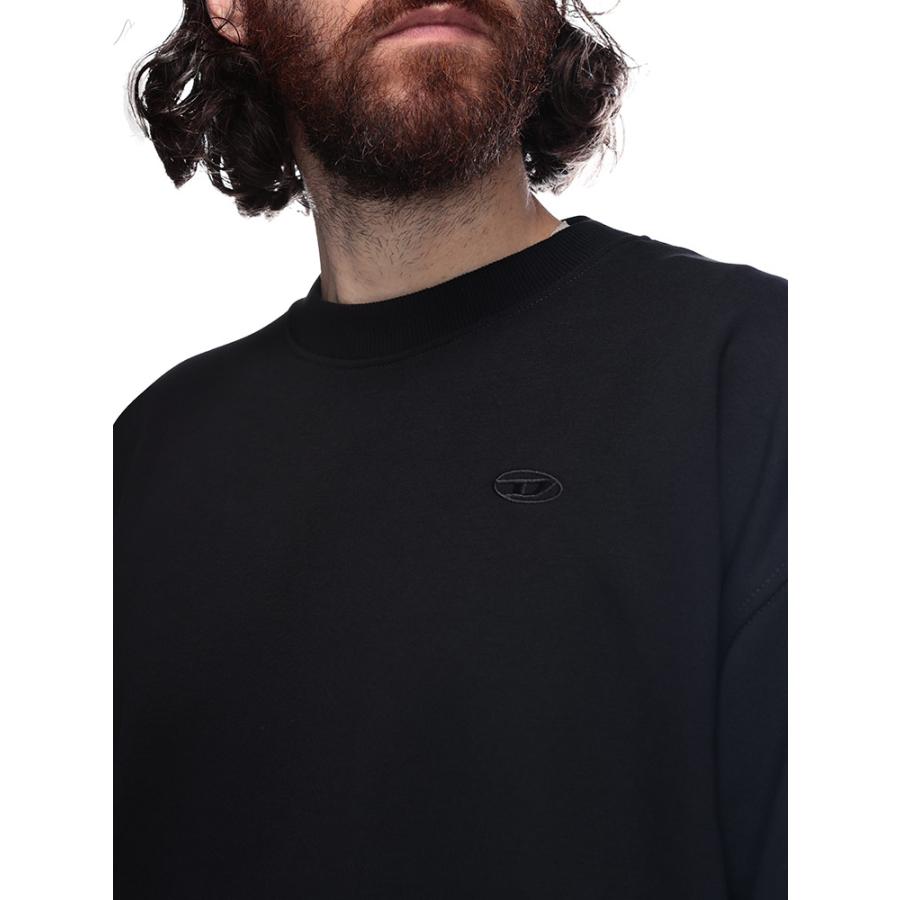 美品✨DIESEL ブラック クルーネック トレーナー　オーバルD XL DIESEL (ディーゼル) フロッキーオーバルD クルーネック トレーナー