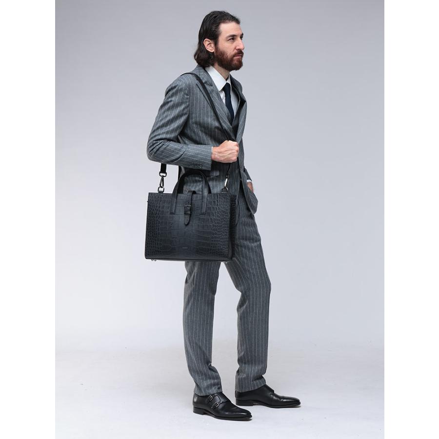 エンポリオアルマーニ EMPORIO ARMANI ブリーフケース クロコダイル調エンボスレザー EAEM3617AF19384 メンズの画像