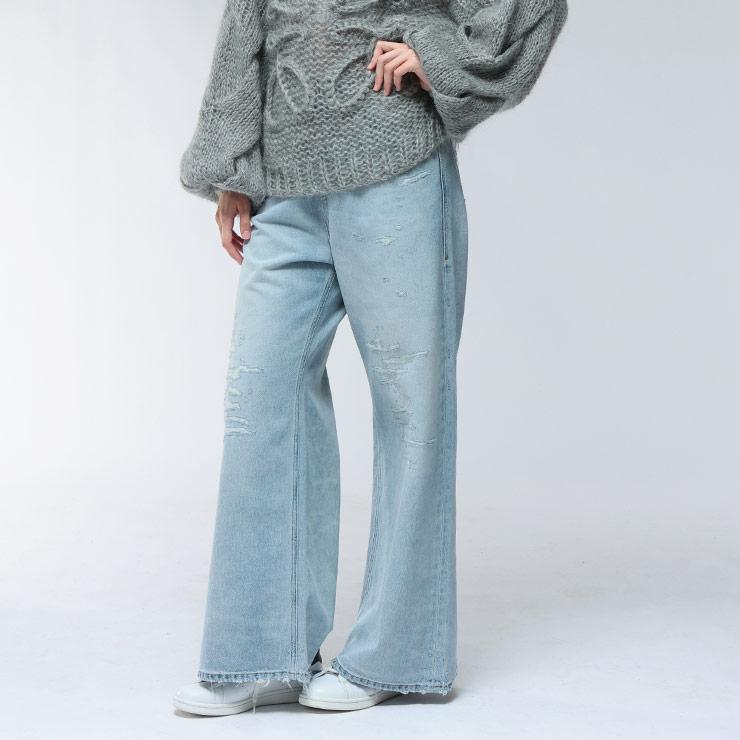 DIESEL（ディーゼル） レディース デニム パンツ ダメージ加工 ボタン