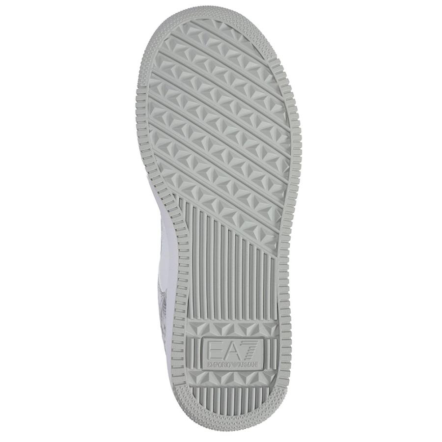 EMPORIO ARMANI グレー レザー スニーカー 26センチ EMPORIO ARMANI エンポリオアルマーニ フラワープリント ローカット