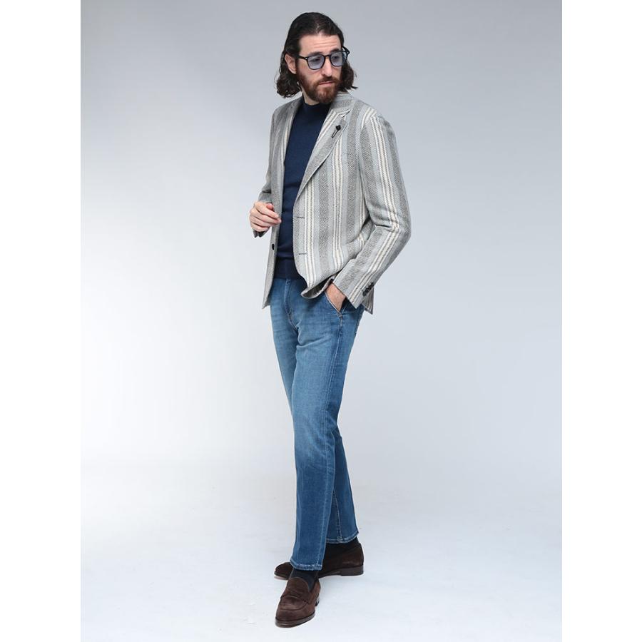 ラルディーニ LARDINI カジュアルジャケット ストレッチ ウール ストライプ シングル ジャケット LD528IF65536 メンズの画像