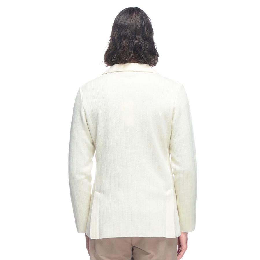 LARDINI ホワイト ニット テーラードジャケット【美品】 LARDINI（ラルディーニ） メンズ カジュアルジャケット ウール