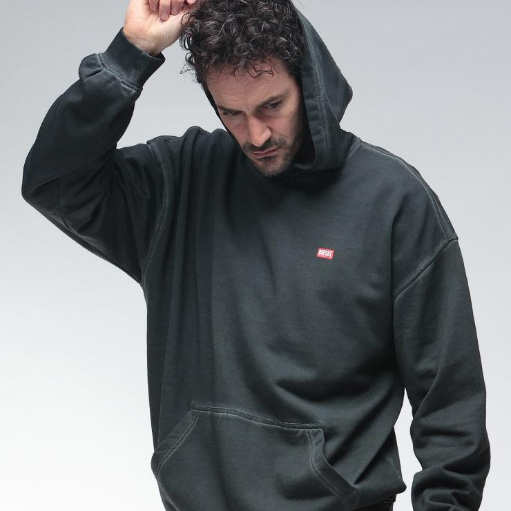 DIESEL（ディーゼル） フーディ トップス スウェット ロゴパッチ プル