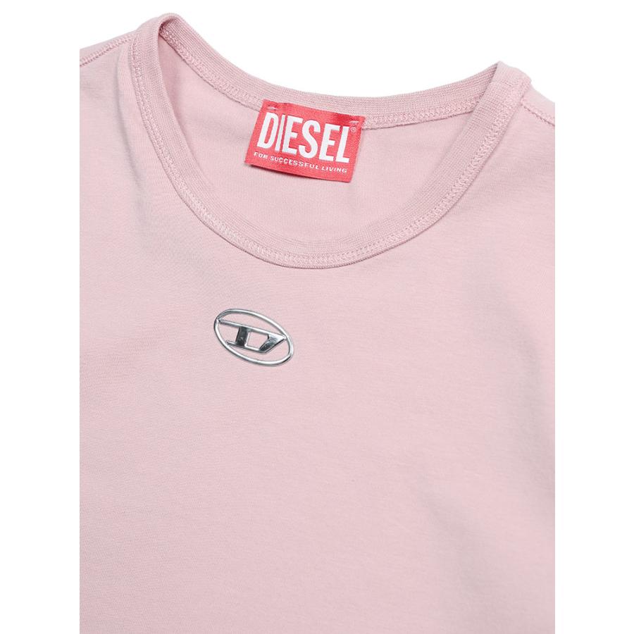DIESEL Tシャツ レディース ピンク 新品未使用 DIESEL（ディーゼル） Tシャツ レディース ロゴ オーバルD クルー