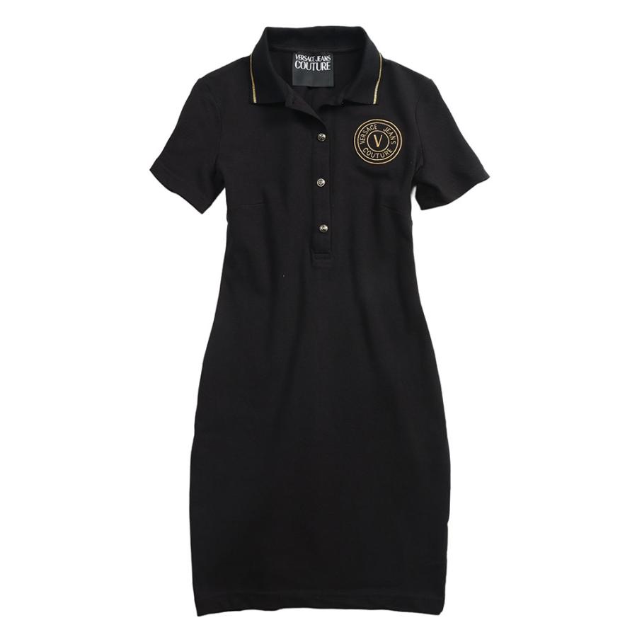 ヴェルサーチェ ヴェルサーチ ワンピース 半袖 レザー ブラック VERSACE JEANS COUTURE ヴェルサーチェ ジーンズ クチュール