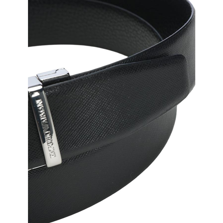 新品 EMPORIO ARMANI 本革 ブラックベルトリバーシブル EMPORIO ARMANI (エンポリオアルマーニ) スムースレザー バックル回転