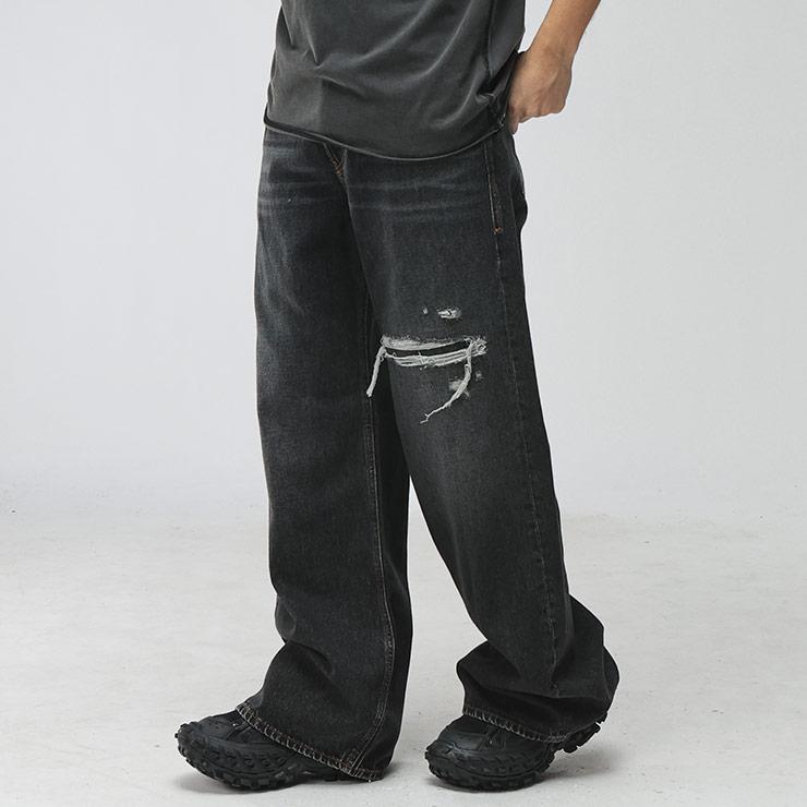 diesel d-riseダメージ加工 ダークデニム ワイドレッグ 28 【公式通販】