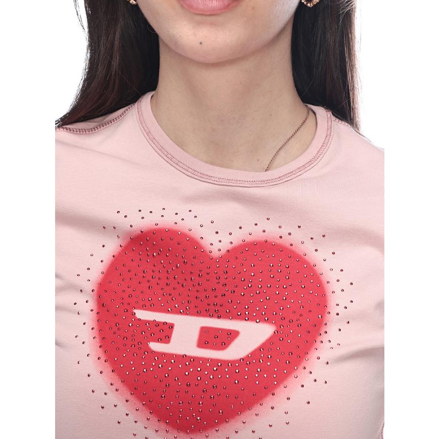 【新品】DIESEL T-Ele ロゴTシャツ ハートM ピンク TCUORE