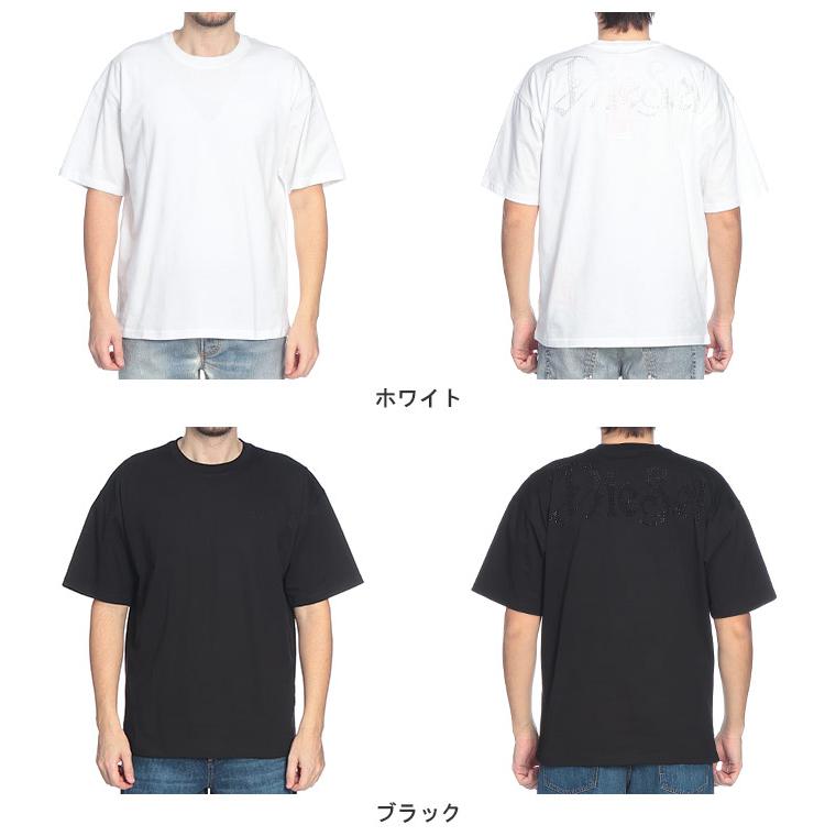 DIESEL（ディーゼル） メンズ Tシャツ 半袖 ラインストーンロゴ クルー