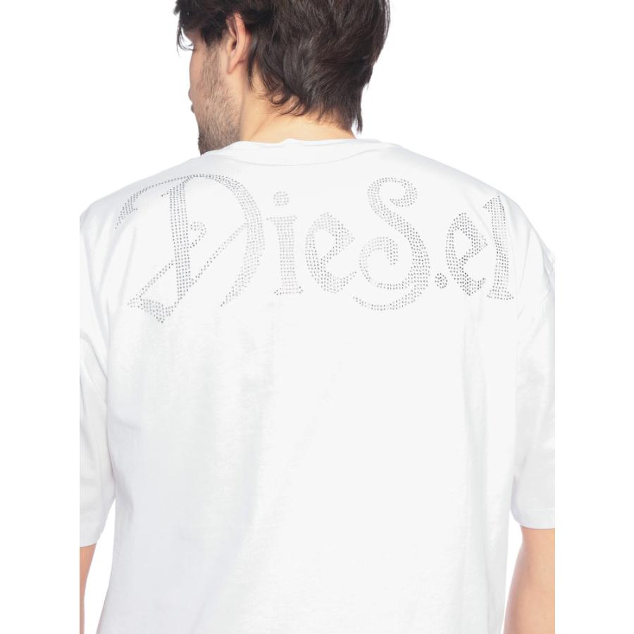 DIESEL（ディーゼル） メンズ Tシャツ 半袖 ラインストーンロゴ クルー