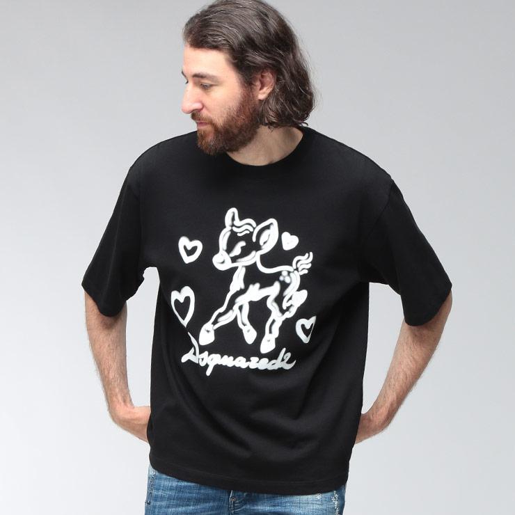 DSQUARED2（ディースクエアード） メンズ Tシャツ 半袖 スプレーバンビ