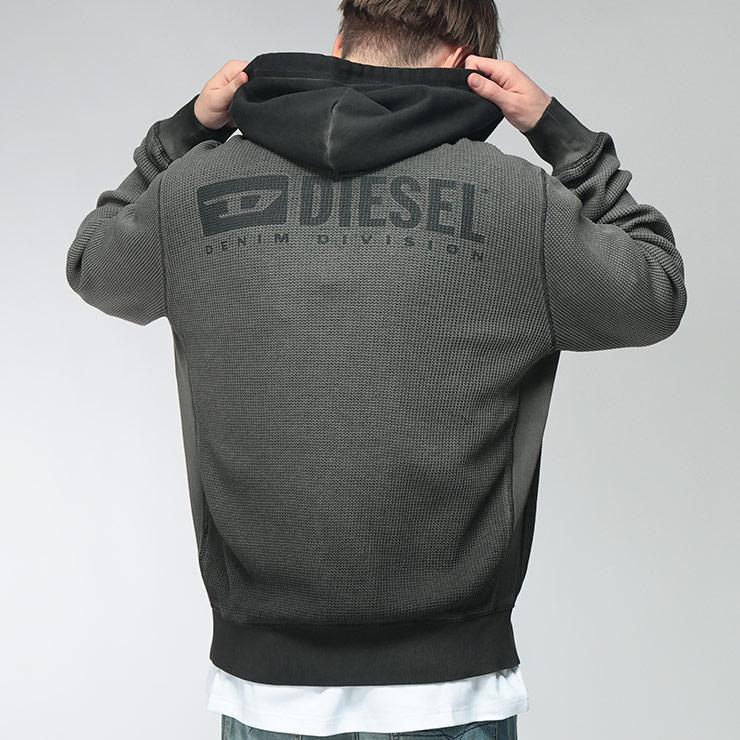 DIESEL（ディーゼル） メンズ パーカー 長袖 ニット ワッフル