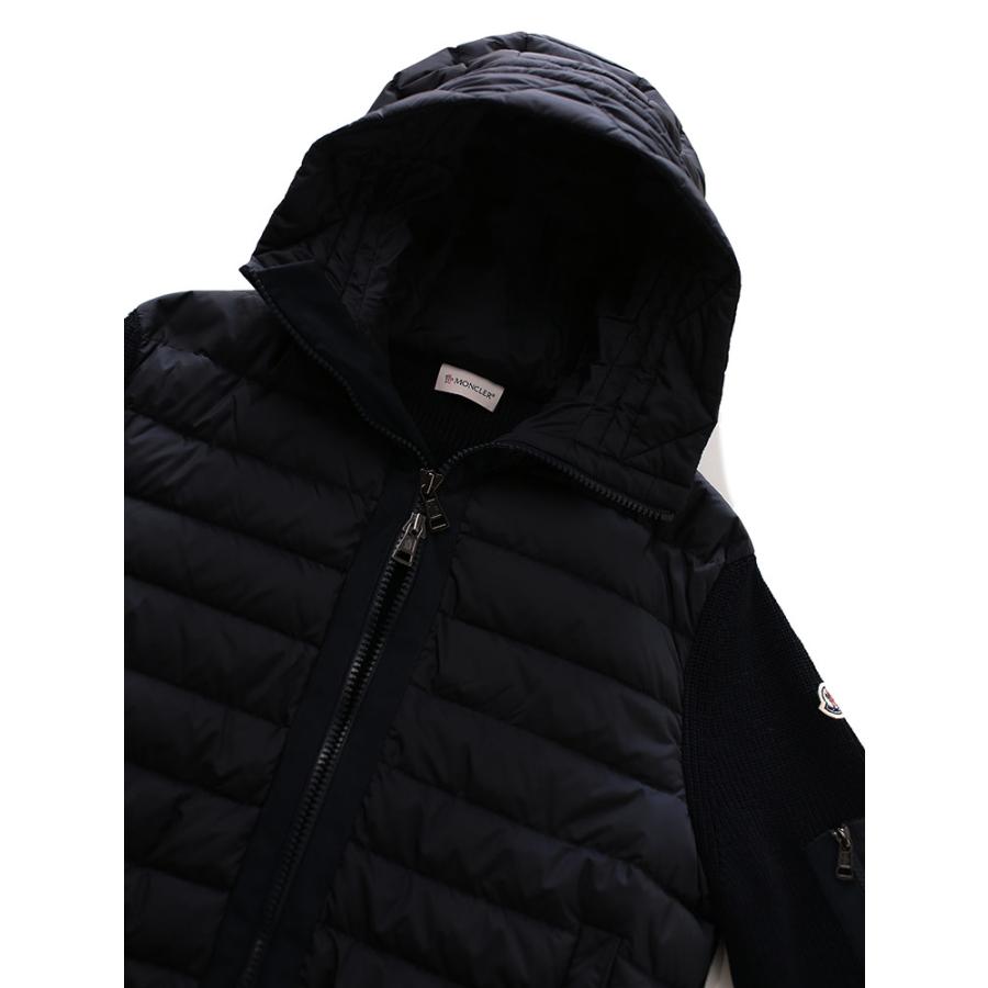 モンクレール メンズ ニットダウン MONCLER ダウンジャケット パーカー フード ニット コンビ ネイビー CARDIGAN ブランド アウター  ブルゾン MC9B50800A9340