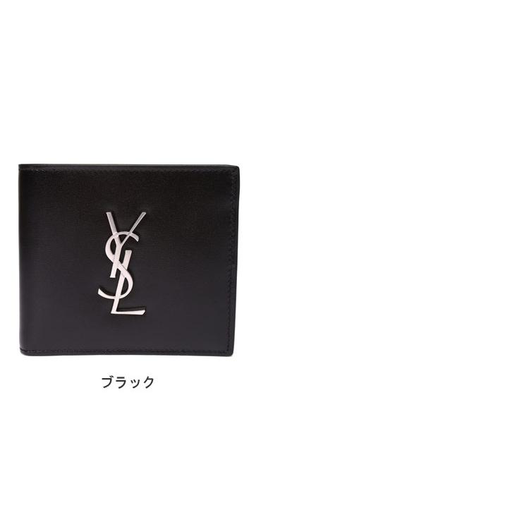 サンローラン メンズ 財布 Saint Laurent ブランド 二つ折り 財布 折り財布 ウォレット サイフ 小銭入れ ロゴ カーフレザー 本革 SLP4632490SX0E 2024_vt｜zen｜02