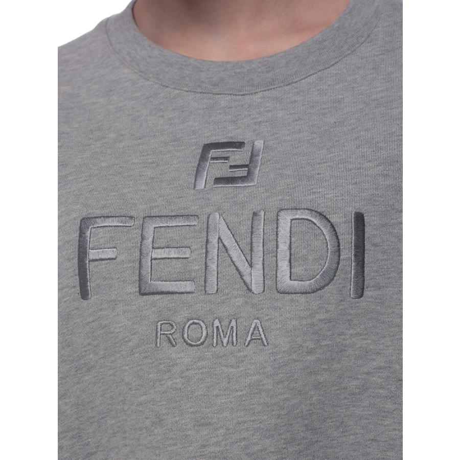 FENDI フェンディ　グレージャージー　スウェットシャツ FENDI（フェンディ） トレーナー レディース ロゴ刺繍 クルーネック