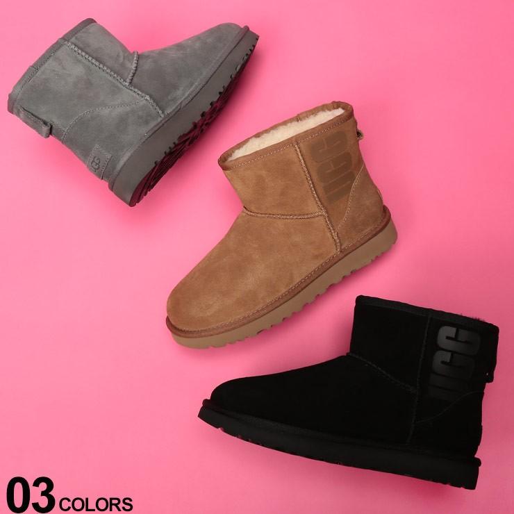 アグ ムートンブーツ レディース Ugg Australia シープスキン ロゴ ショート ブーツ Classic Mini Ugg Rubber Logo ブランド 靴 Uggl ゼンオンライン 通販 Yahoo ショッピング