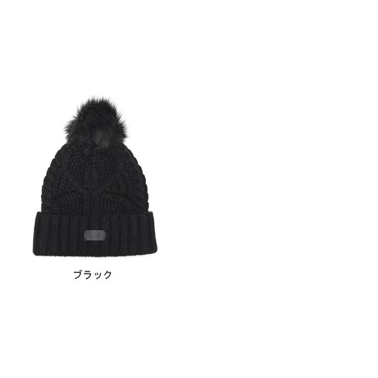 UGG（アグ） ニット帽 レディース ポンポン ロゴラベル チャンキー