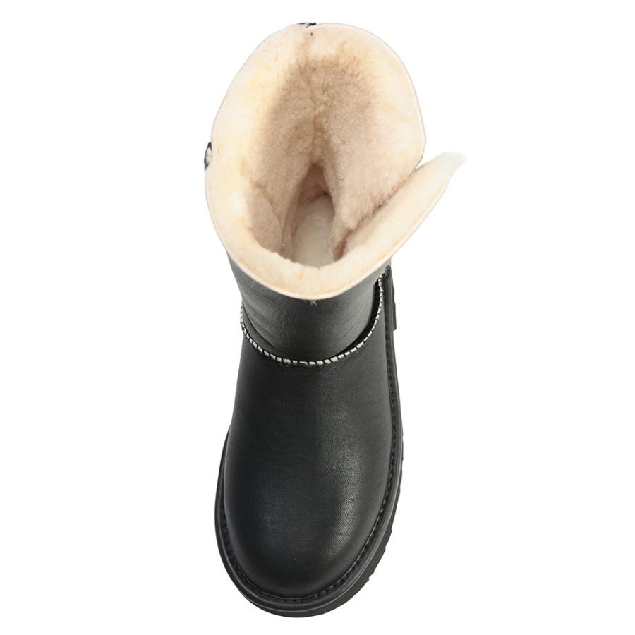 【美品】UGG アグ ブラック レザー ショート ムートン ブーツ 24 UGG アグ ブーツ ショート ムートンブーツ エスミーレザーブーツ