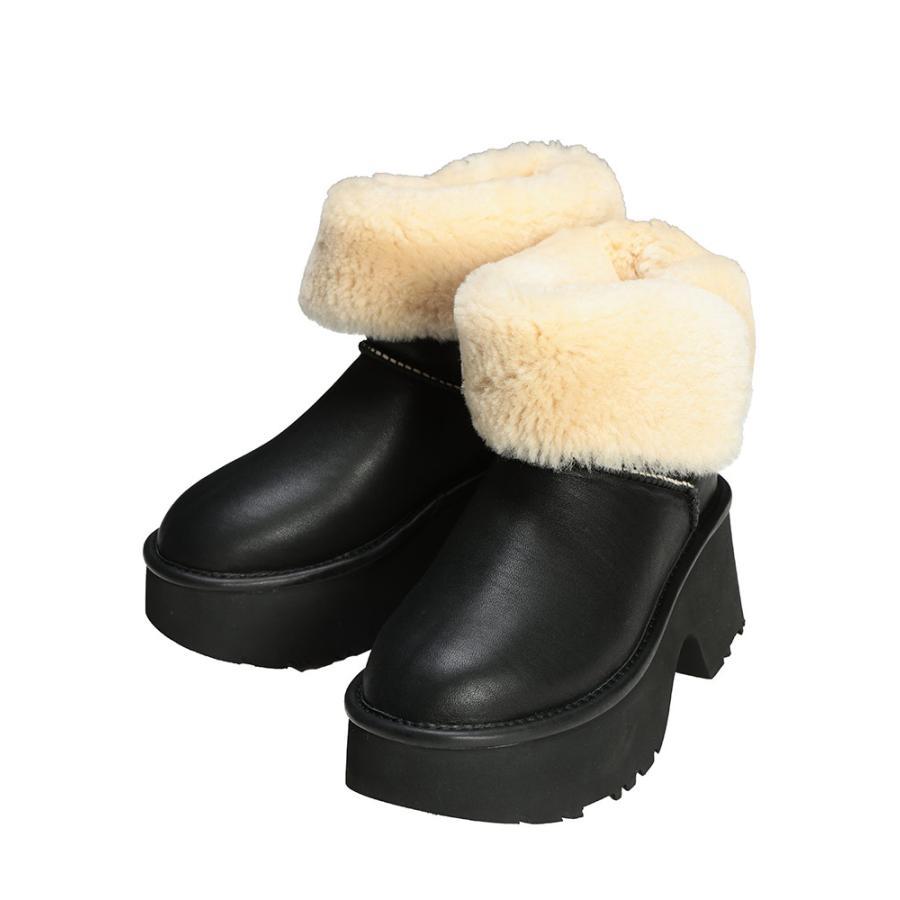 【美品】UGG アグ ブラック レザー ショート ムートン ブーツ 24 UGG アグ ブーツ ショート ムートンブーツ エスミーレザーブーツ