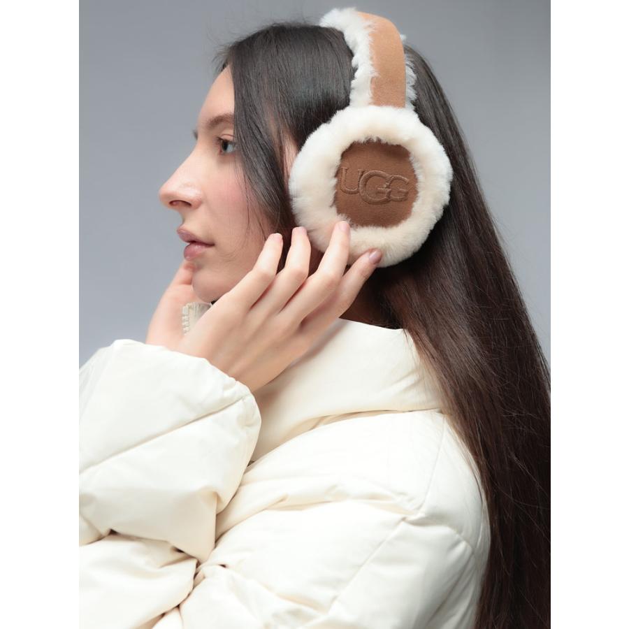 UGG（アグ） イヤーマフ レディース ロゴ 刺繍 シープスキン ボア