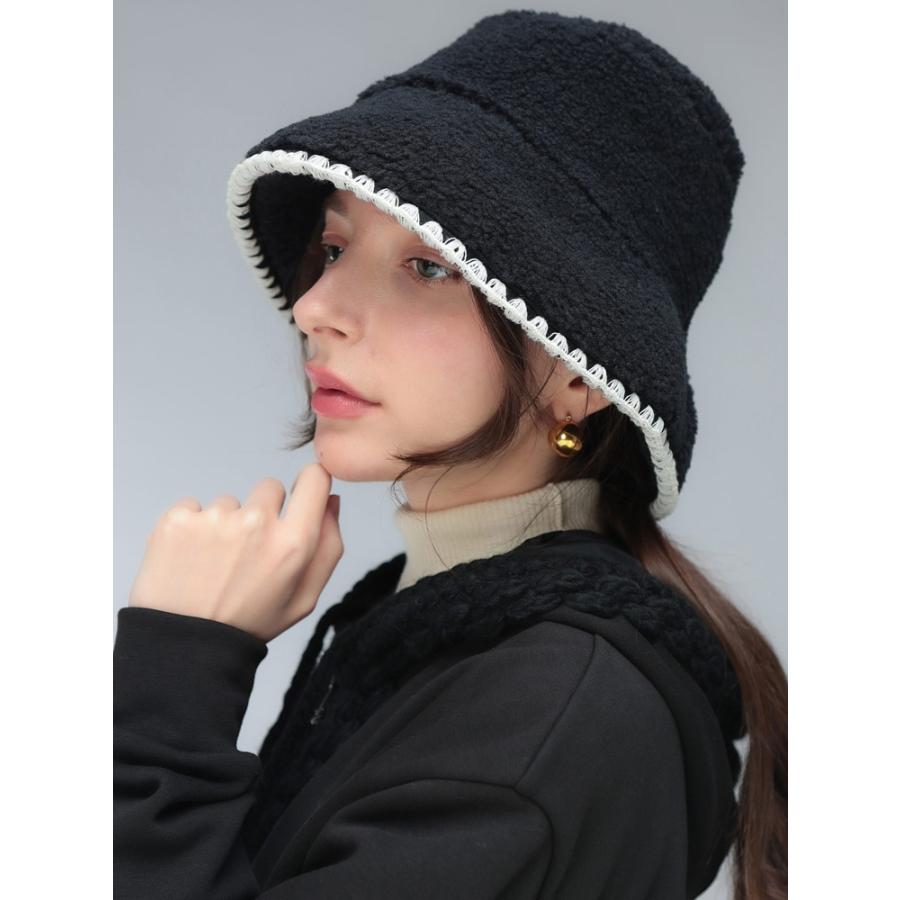 UGG ブラック バケットハット S/M UGG（アグ） バケットハット レディース ロゴ ボア バケット ハット