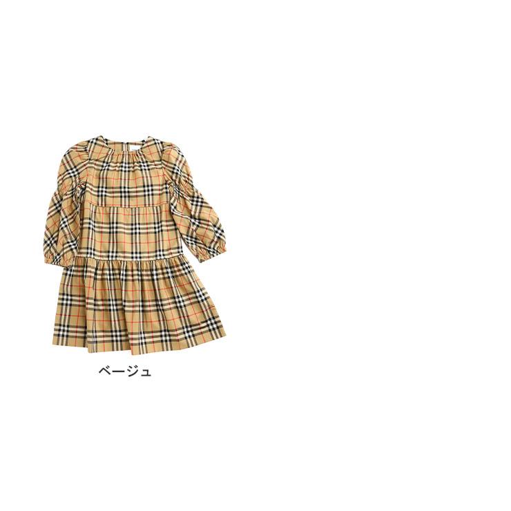 バーバリー キッズ ワンピース BURBERRY ブランド 子供服 トップス ドレス ワンピ チェック ストレッチコットン パフスリーブ 子ども  女の子 BBK8053865