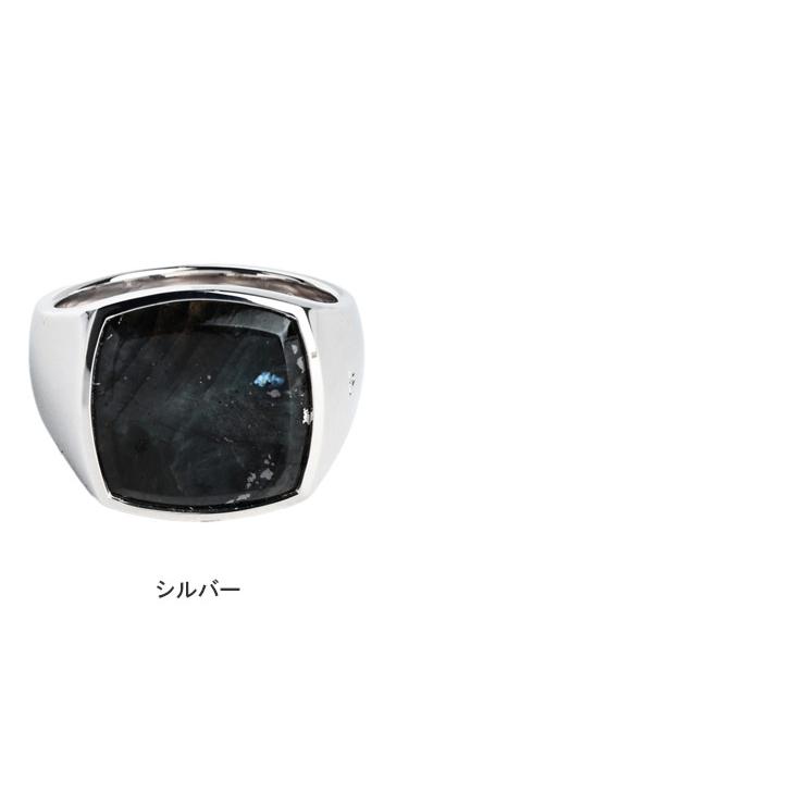 トム・ウッド メンズ リング TOM WOOD Cushion Black Larvikite ブラックラルビカイト シグネットリング TW101485 ブランド アクセサリー | TOM WOOD | 01
